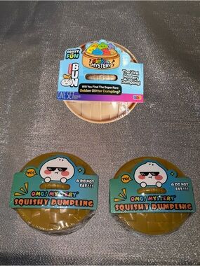Ships Next Day - 1 Golden Glitter & 2  Viral OMG! Mystery Squishy Dumplings